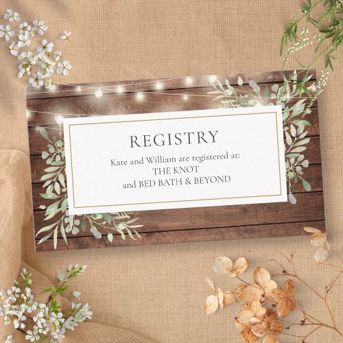 Rustic Lights Foliage Wedding Shower Gift Registry Enclosure Card