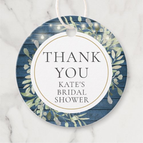 Rustic Lights Greenery Bridal Shower Thank You Favor Tags