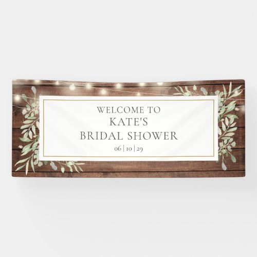 Rustic Lights Greenery Bridal Shower Welcome Banner