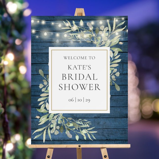 Rustic Lights Greenery Bridal Shower Welcome Sign (Rustic Lights Greenery Bridal Shower Welcome Sign)