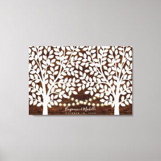 Rustic Lights Guest Book Canvas - 250 Signatures