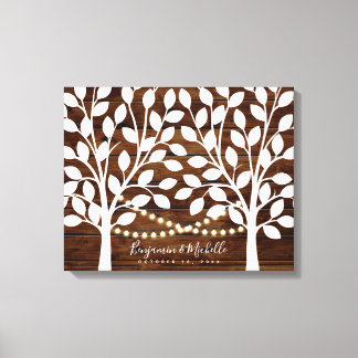 Rustic Lights Guest Book Canvas - 50 Signatures