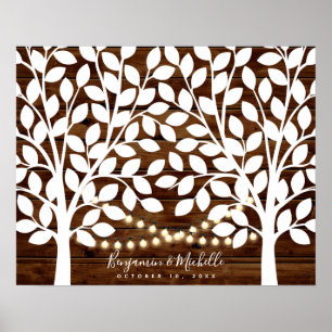Rustic Lights Guest Book Poster - 100 Signatures