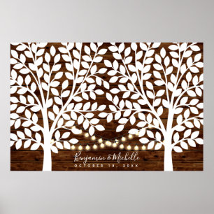Rustic Lights Guest Book Poster - 200 Signatures