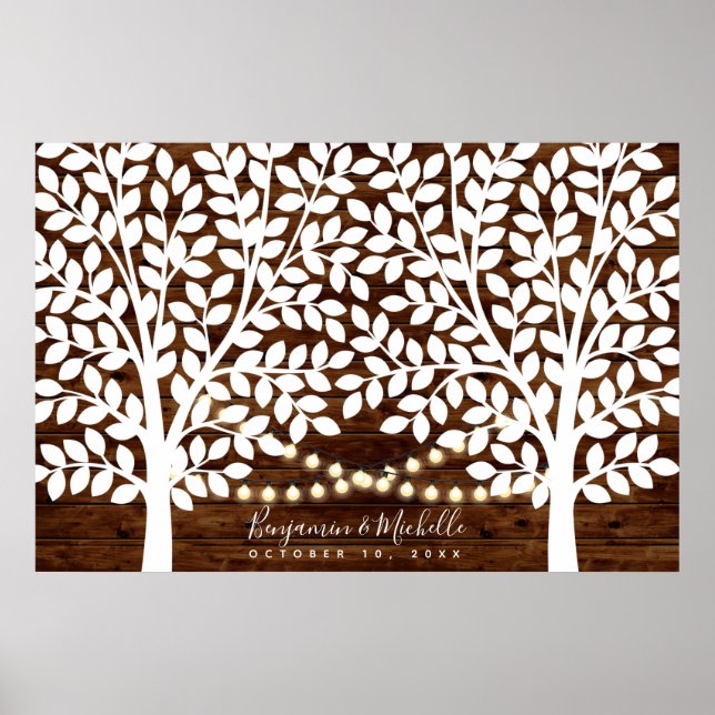 Rustic Lights Guest Book Poster - 250 Signatures (Front)