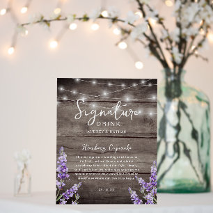 Rustic Lights Lavender 1 Signature Drink Wedding Foam Board