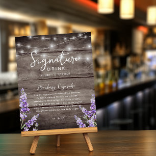 Rustic Lights Lavender 1 Signature Drink Wedding Foam Board