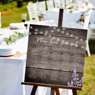 Rustic Lights Lavender 9 Table Seating Chart Foam Board