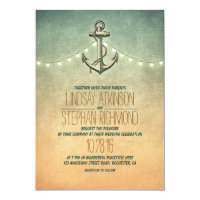 Rustic lights nautical anchor wedding card