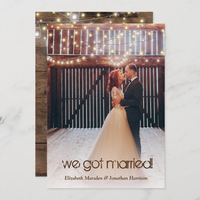 Rustic Lights Photo Wedding Announcement Reception (Front/Back)