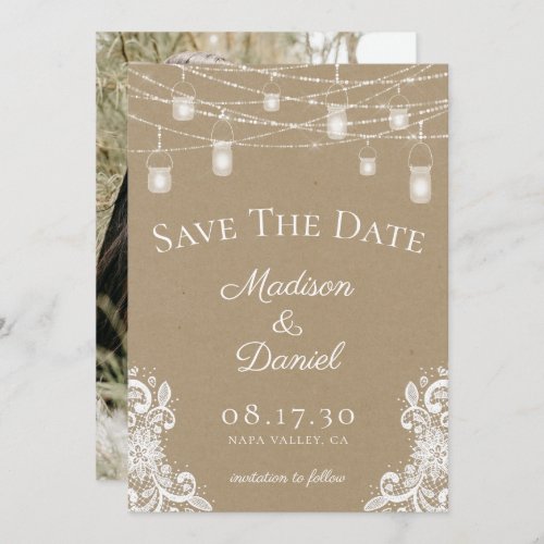 Rustic Lights Photo Wedding Save The Date