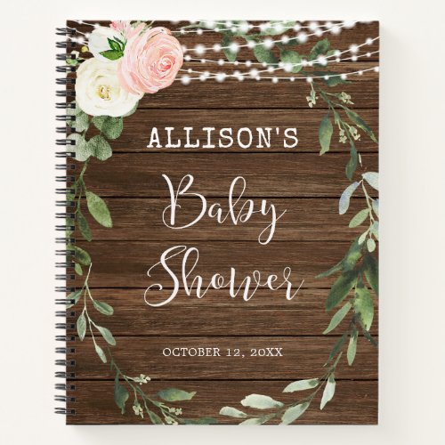 Rustic lights romantic baby shower guest book