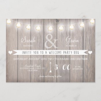 Rustic Lights Welcome Party Invitation by Whimzy_Designs at Zazzle