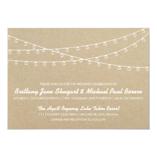 Rustic Lights White Wedding Invitation