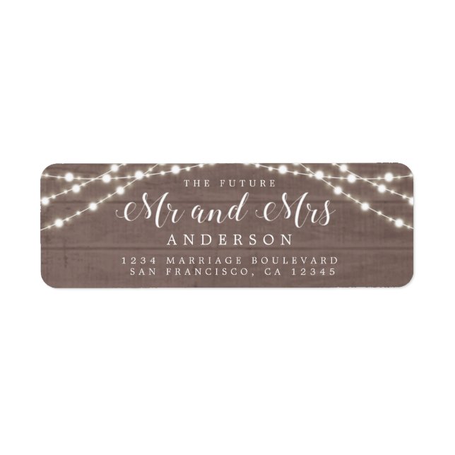 Rustic Lights Wood Future Mr Mrs Label (Front)