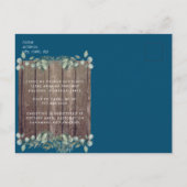 Rustic Lights & Wood Photo Blue Bridal Shower Invitation Postcard (Back)