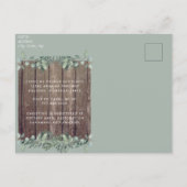 Rustic Lights & Wood Photo Sage Bridal Shower II Invitation Postcard (Back)