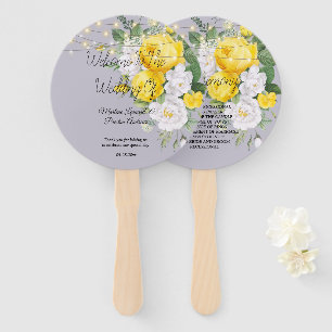 Rustic lights Yellow Floral Wedding Hand Fan