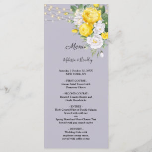 Rustic lights Yellow Floral  Wedding Menu