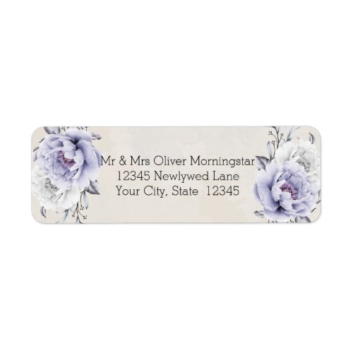 Rustic Lilac and Alabaster Peony Floral Label