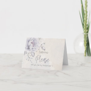 Rustic Lilac and Alabaster Peony Floral Letterpress Thank You Card