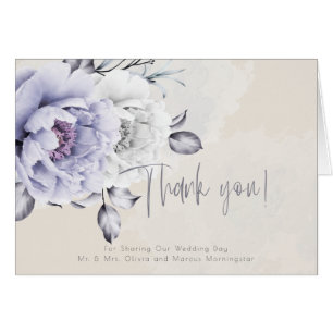 Rustic Lilac and Alabaster Peony Floral Thank You Cards