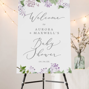 Rustic Lilac Baby Shower Welcome Foam Board