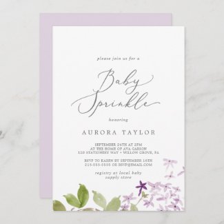 Lilac and green baby shower invitation template
