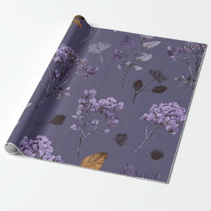 Rustic Lilac Botanical Bold Vintage Boho Floral Wrapping Paper