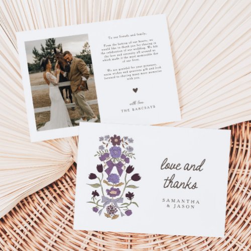 Rustic Lilac Bow  Blossom Wedding Thank You Card