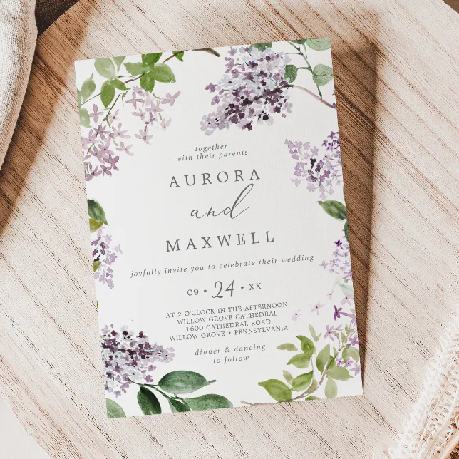 Rustic Lilac Casual Wedding Invitation | Zazzle