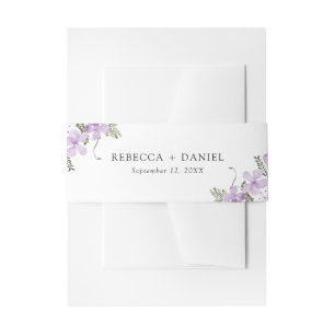 Rustic Lilac Floral Wedding Invitation Belly Band