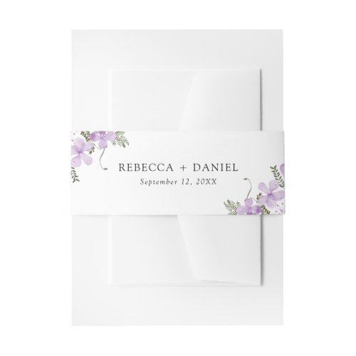 Rustic Lilac Floral Wedding Invitation Belly Band
