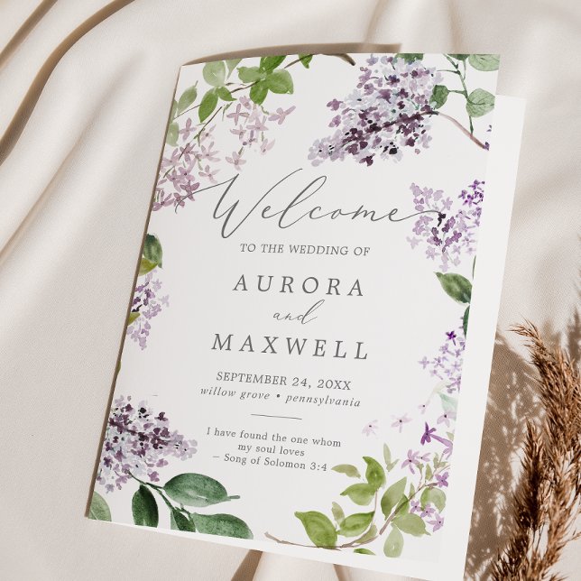 Rustic Lilac Folded Wedding Program (Creator Uploaded)