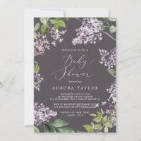 Rustic Lilac | Gray Baby Shower Invitation