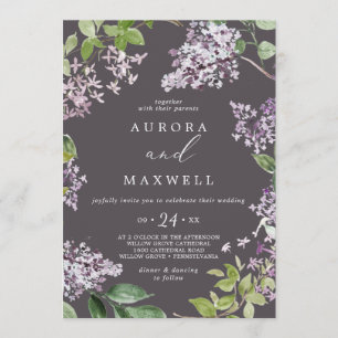 Rustic Lilac Gray Casual Wedding Invitation