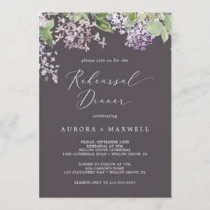Rustic Lilac Gray Rehearsal Dinner Invitation