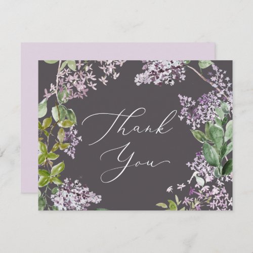 Rustic Lilac  Gray Thank You Card