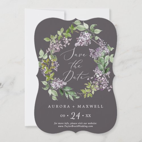 Rustic Lilac  Gray Wedding Save The Date