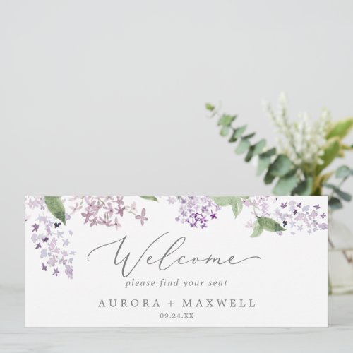 Rustic Lilac Hanging Seating Chart Welcome Header