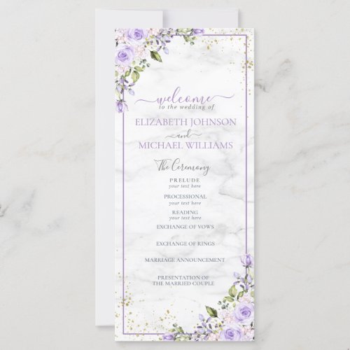 Rustic Lilac Lavender Gold Marble Floral Program