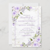 Rustic Lilac Lavender Gold Marble Photo Wedding Invitation (Front)