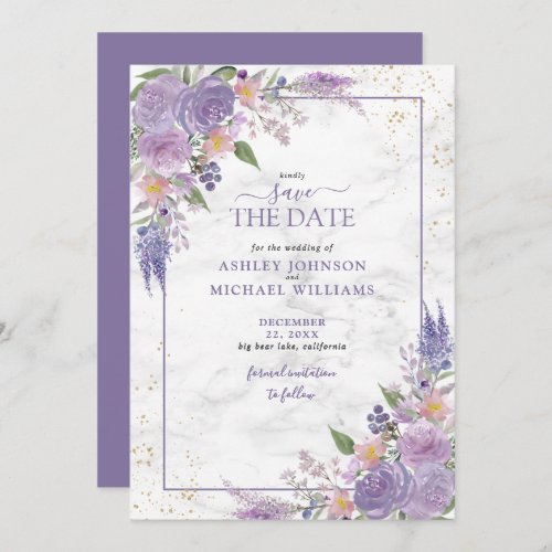Rustic Lilac Lavender Gold Save the Date