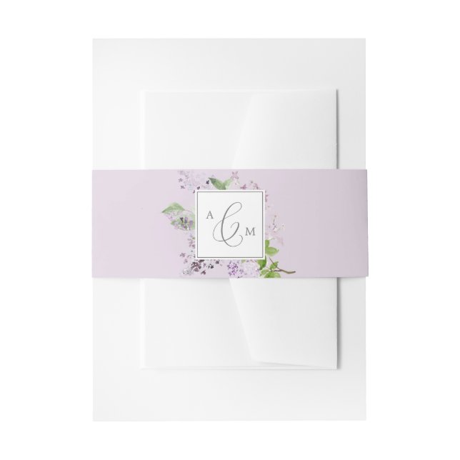 Rustic Lilac | Lavender Monogram Wedding Invitation Belly Band (Front Example)