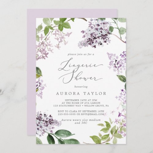 Rustic Lilac Lingerie Shower Invitation