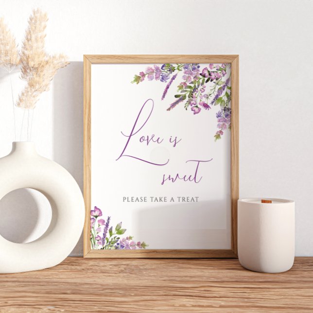 Rustic Lilac Love Is Sweet Wedding Sign (Creator Uploaded)