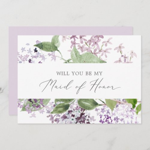 Rustic Lilac Maid of Honor Proposal Card