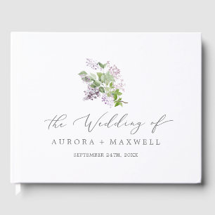 Rustic Lilac Monogram Back Wedding Guest Book