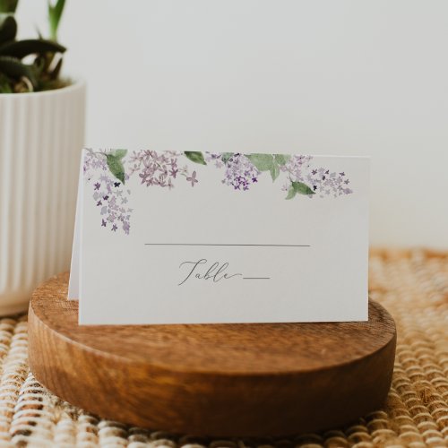 Rustic Lilac Monogram Folded Wedding Place Card