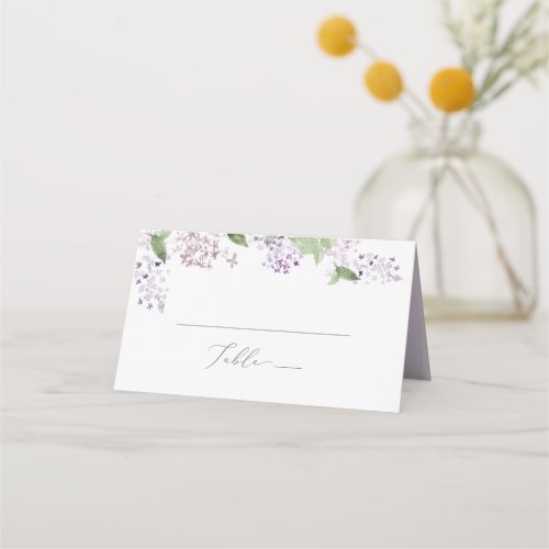 Rustic Lilac Monogram Folded Wedding Place Card